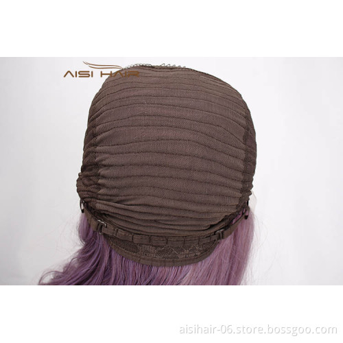 Aisi Hair Cheap 24 Inch Long Wavy Purple Wig Cosplay Lace Frontal Wig Natural Wave Lace Front Hair Wigs For Black White Women